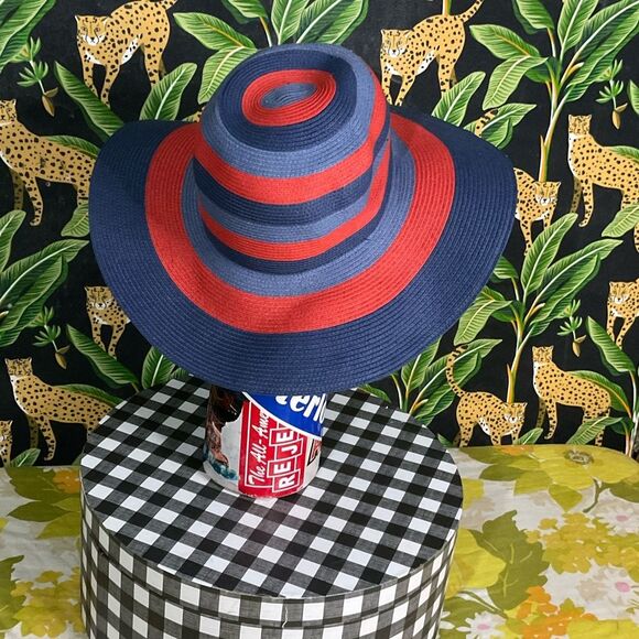 Striped Summer Hat Wide Brim OSFA - Picture 3 of 5